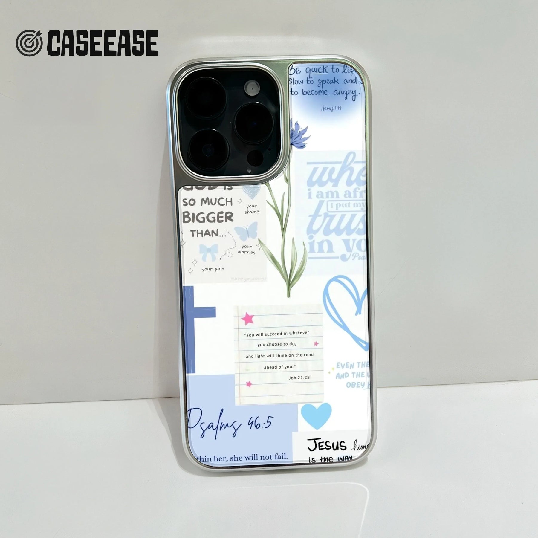 Funda holográfica cromada para teléfono - Diseño inspirador de fe