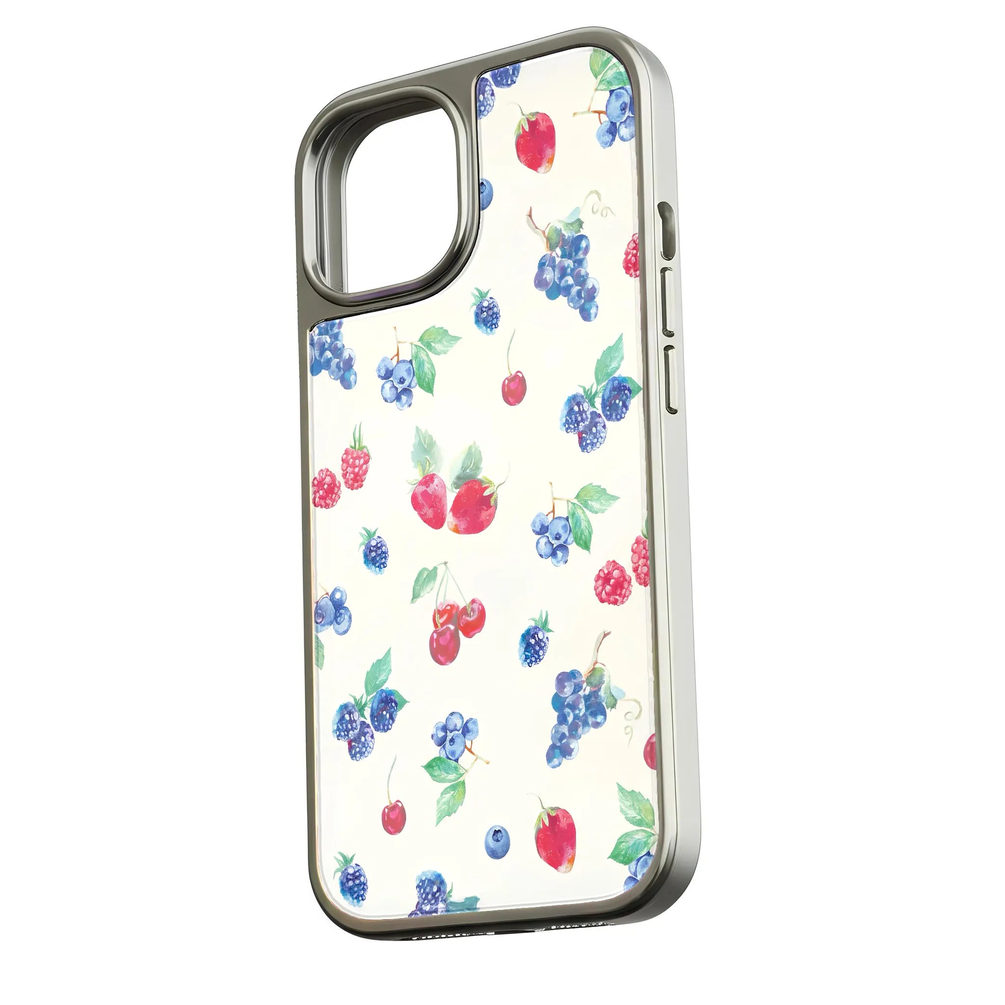 Holographic Chrome Fruit Phone Case - Vibrant Berry Design