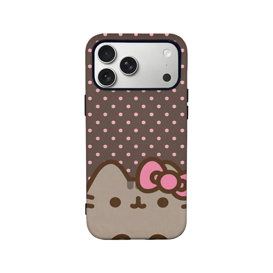 Cute Cat Character Phone Case with Polka Dots