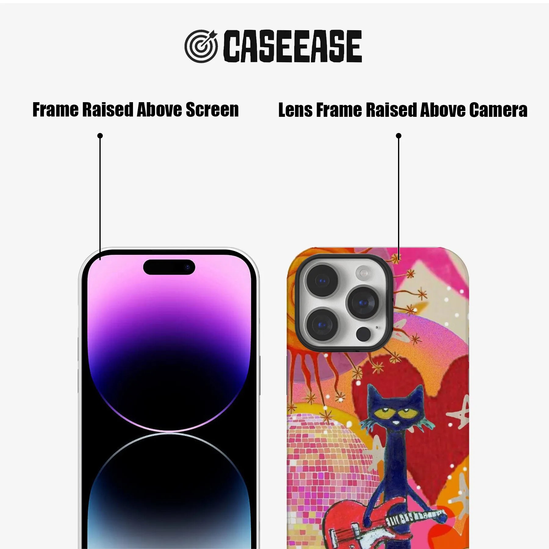 Funda para teléfono con diseño psicodélico de Pete Cat y banda de rock