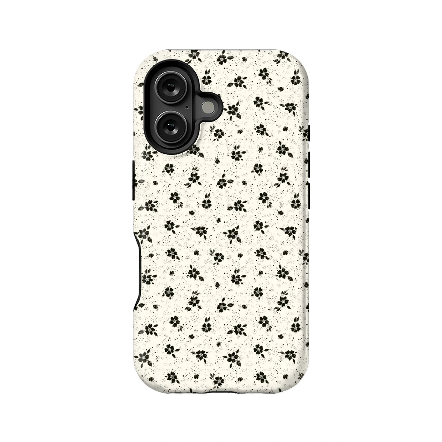 Funda minimalista con diseño floral negro: diseño clásico y elegante.
