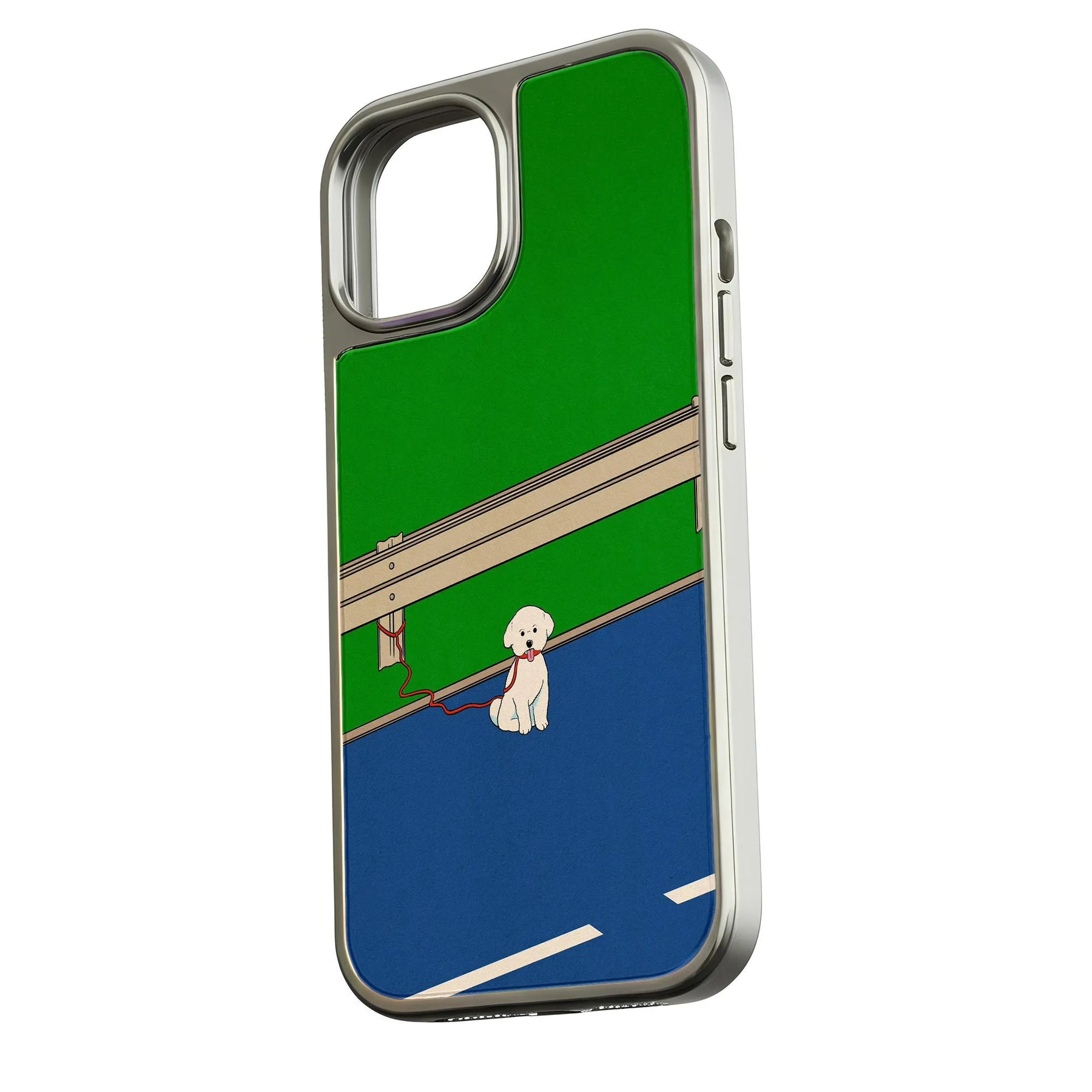 Funda holográfica cromada para iPhone 14 Pro: diseño de cachorro divertido