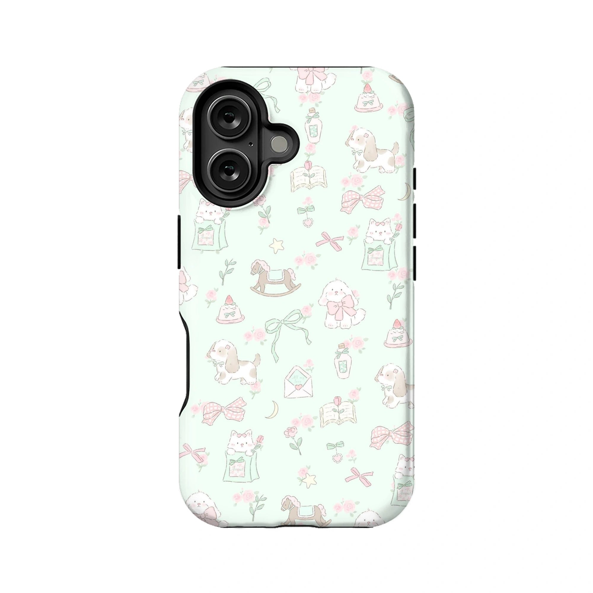 Funda para teléfono con dibujos animados en verde menta: diseño original y divertido