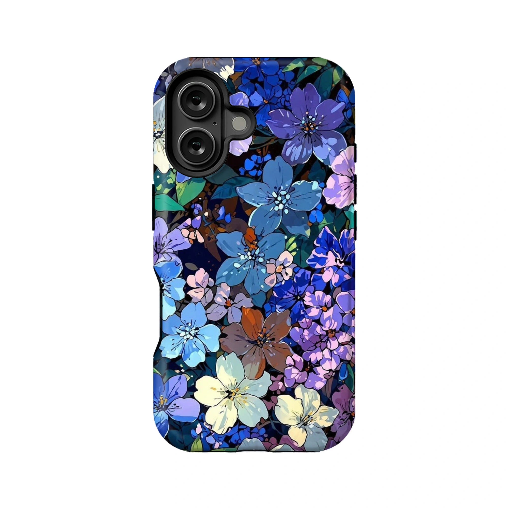 Funda para teléfono con diseño floral azul medianoche: diseño elegante y artístico