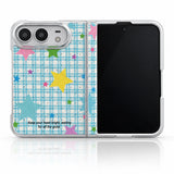 Playful Stars iPhone Duo Case in Light Blue Plaid Stars