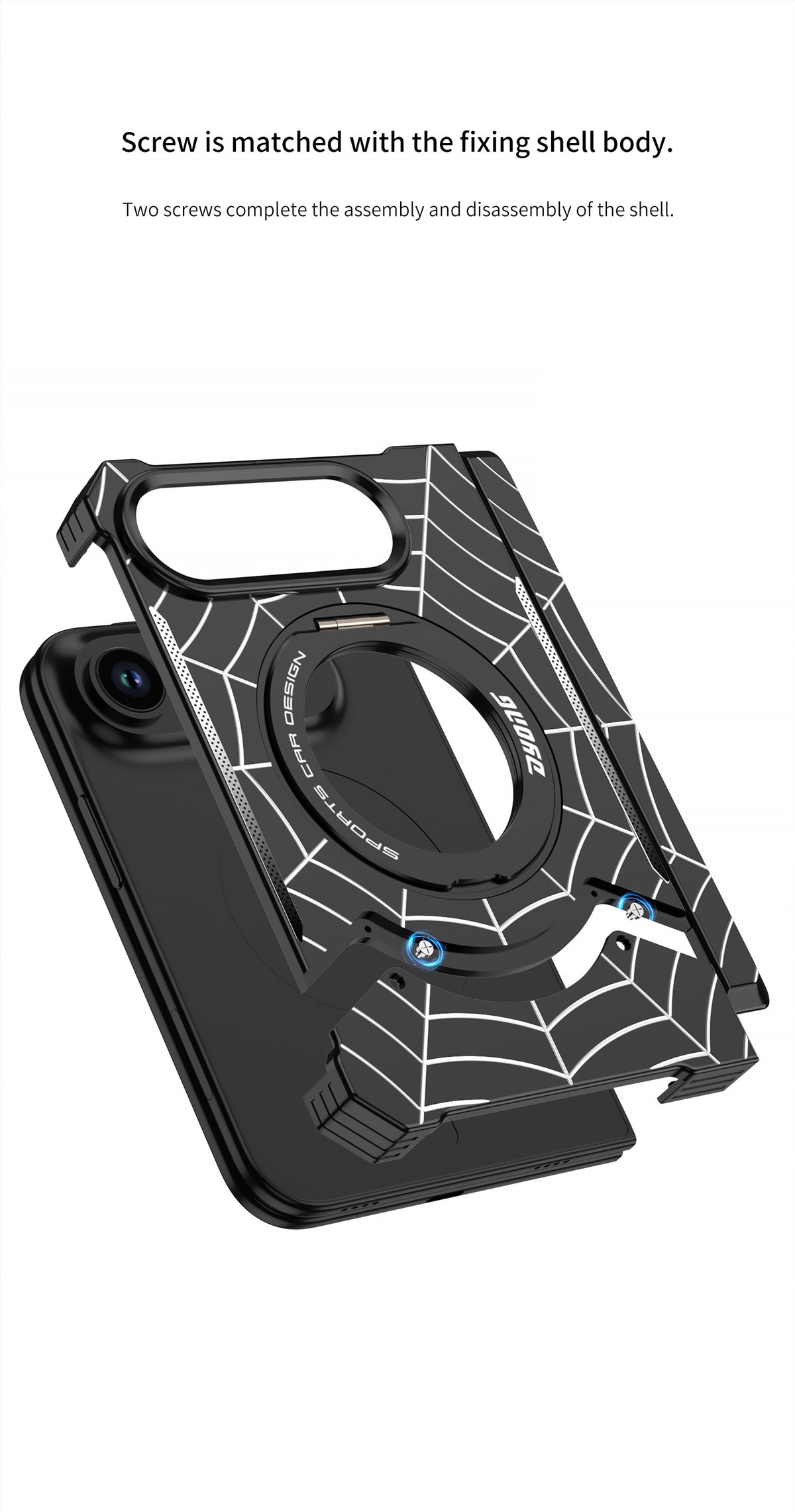 Spiderweb Armor Ring Stand iPhone Duo Case - Original product photo 9