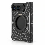 Spiderweb Armor Ring Stand iPhone Duo Case in Space Black