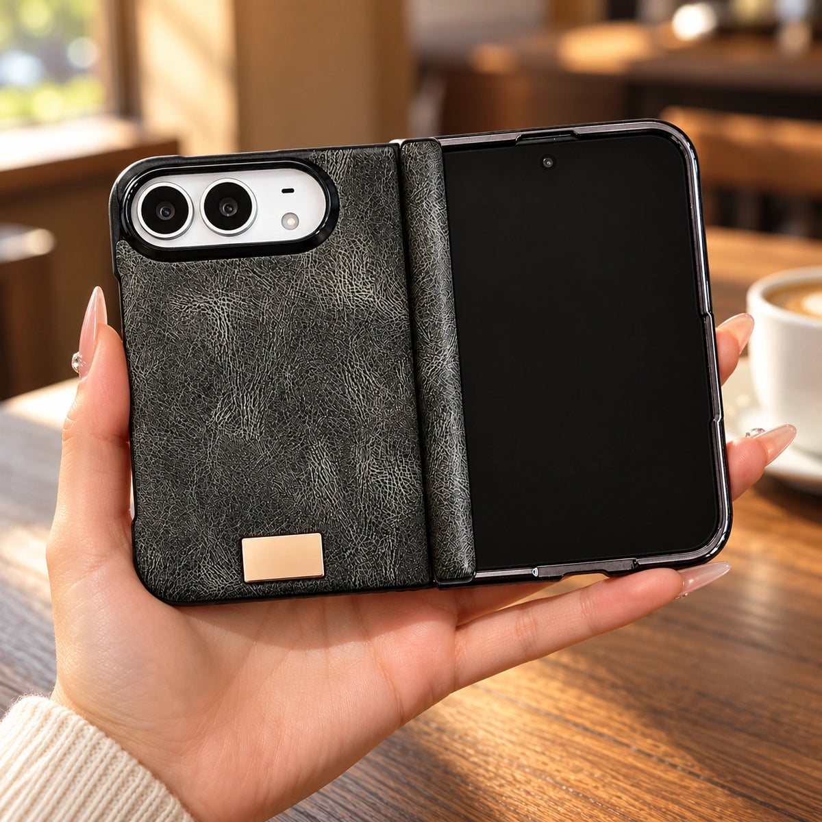 CaseEase textured folding phone case handheld view