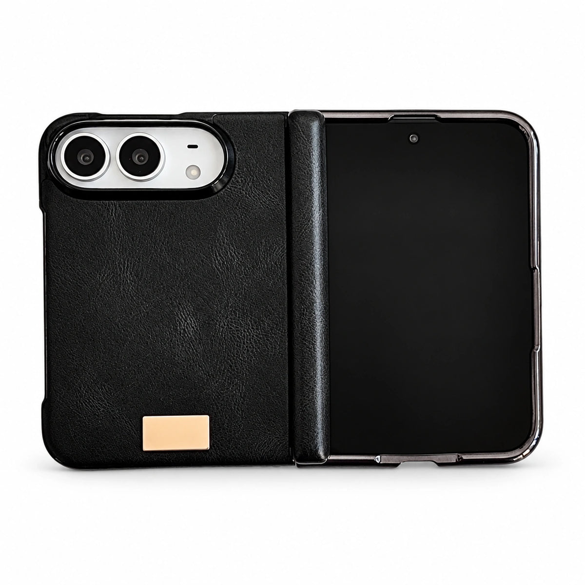 Textured Hinge-Cover iPhone Duo Case in Black, case only