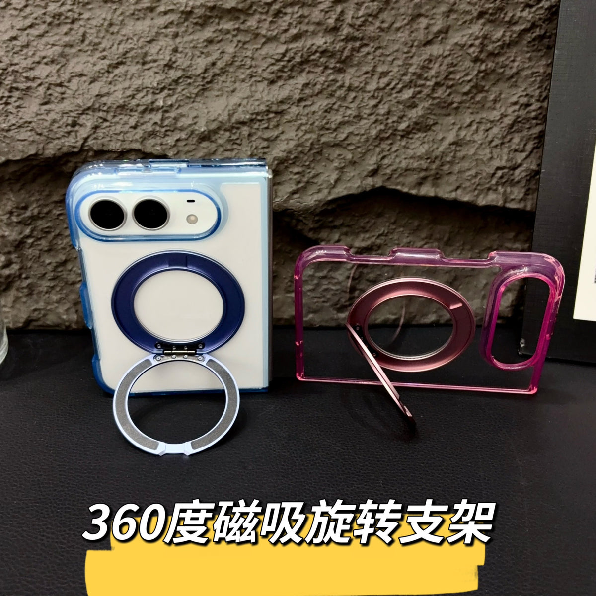 Transparent Color Ring Stand iPhone Duo Case - Original product photo 3