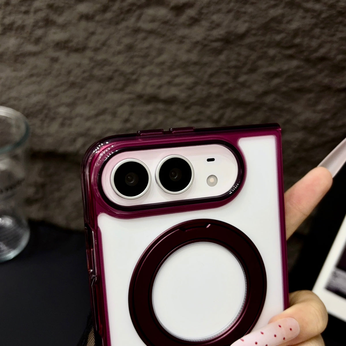 Transparent Color Ring Stand iPhone Duo Case - Original product photo 14