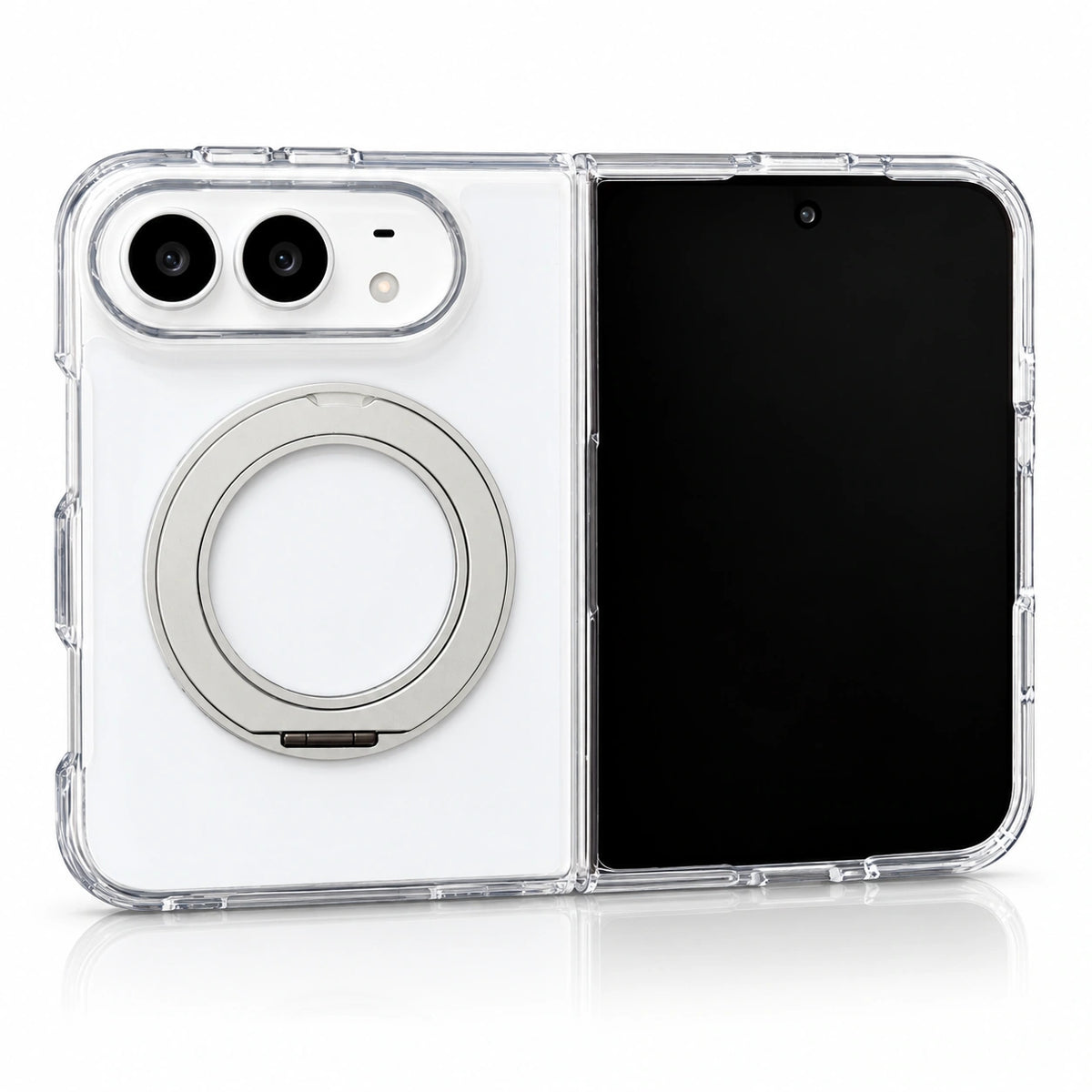 Transparent Color Ring Stand iPhone Duo Case in Clear
