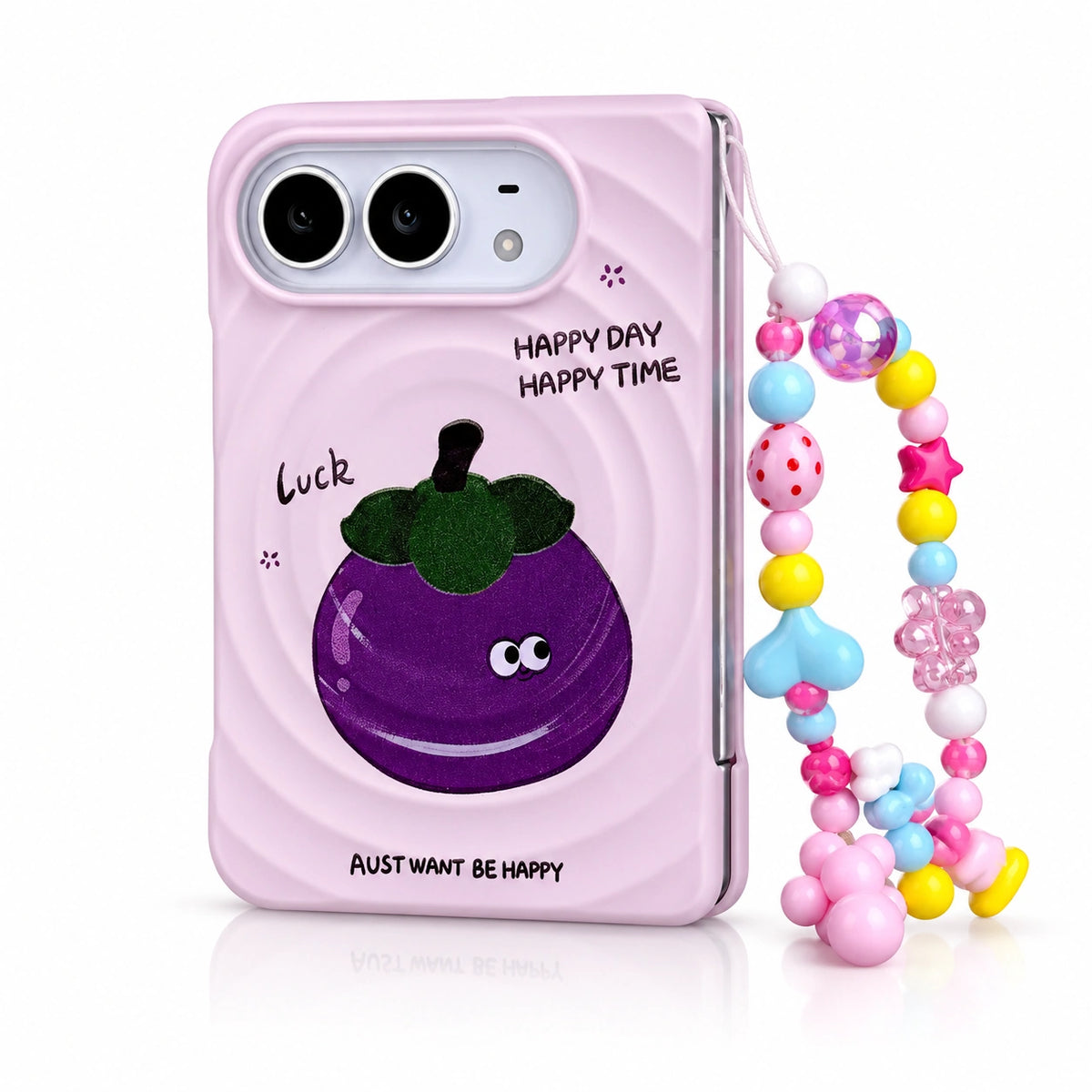 Fruit Ripple iPhone Duo Case in Purple + Chain