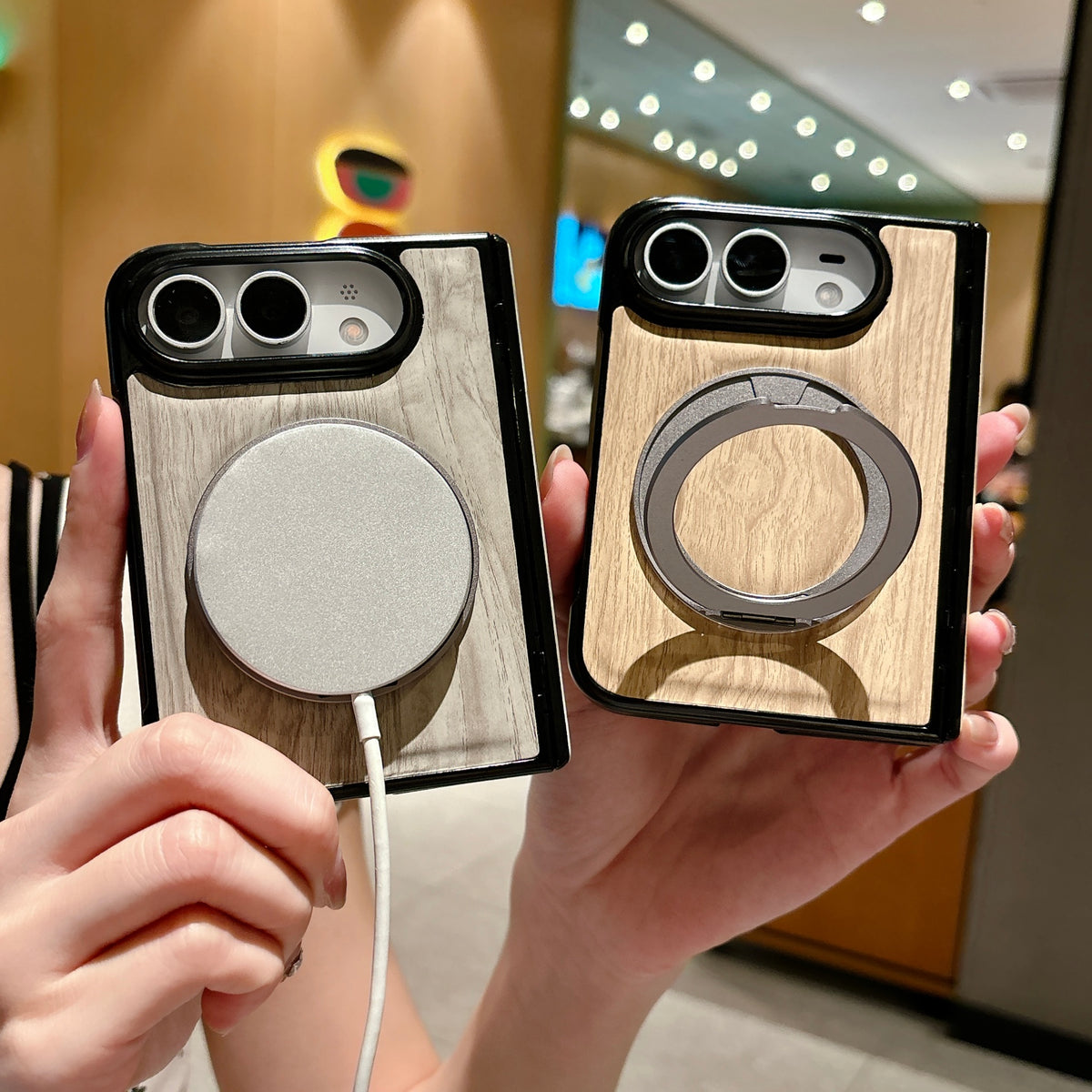 Woodgrain Ring Stand iPhone Duo Case - Original product photo 11