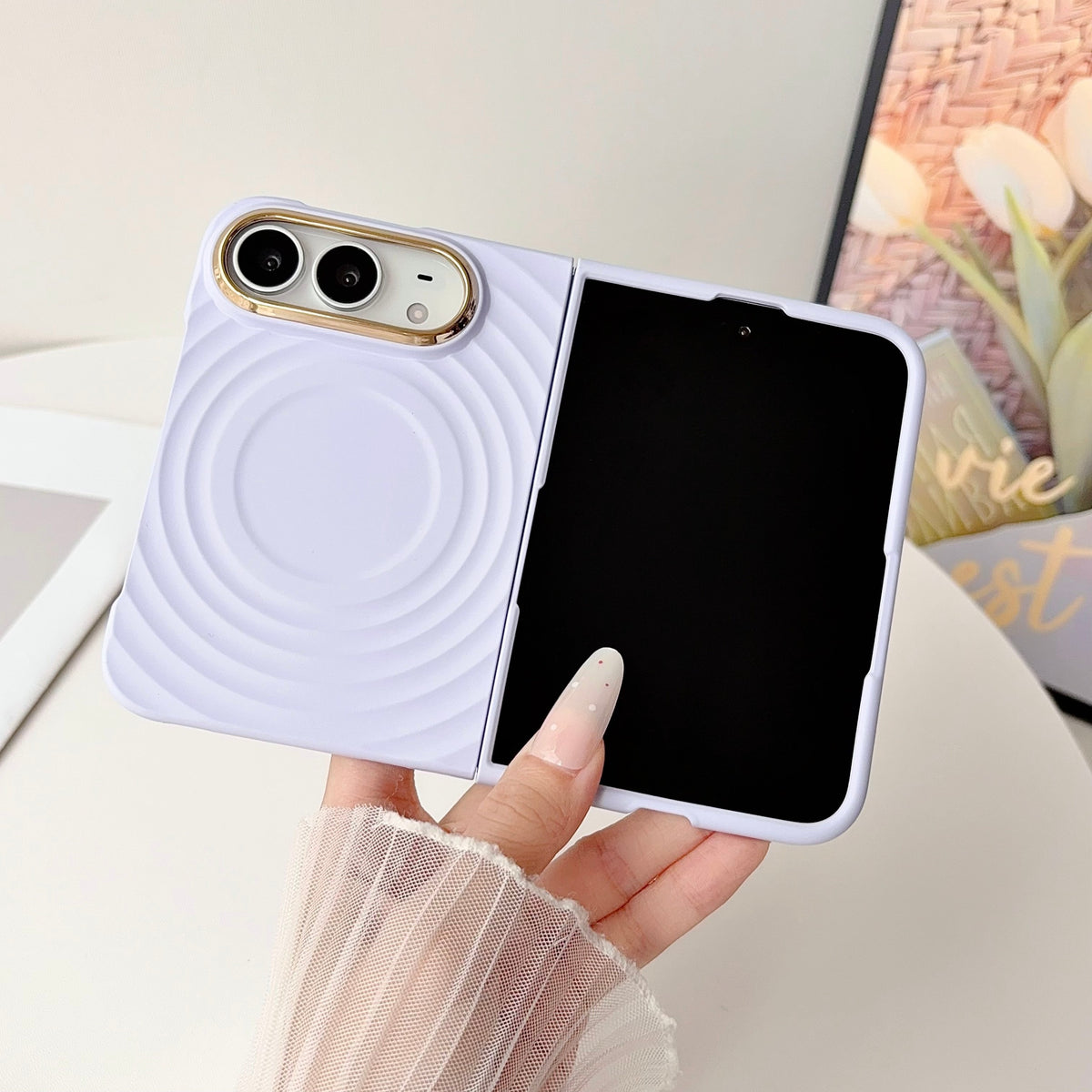 caseease ripple soft-touch iPhone Duo case with frame - Purple, product photo