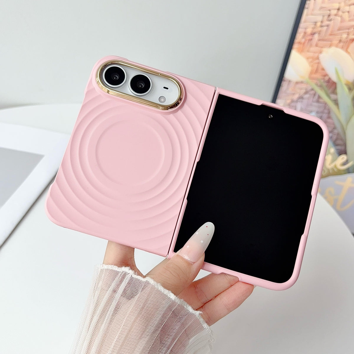 caseease ripple soft-touch iPhone Duo case with frame - Pink, product photo
