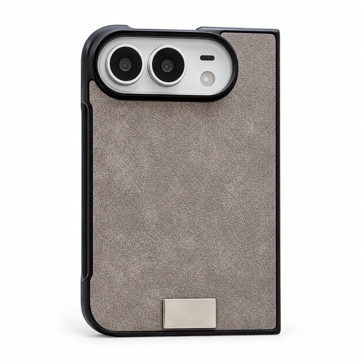 Suede-Feel Textured iPhone Duo Case in Gray