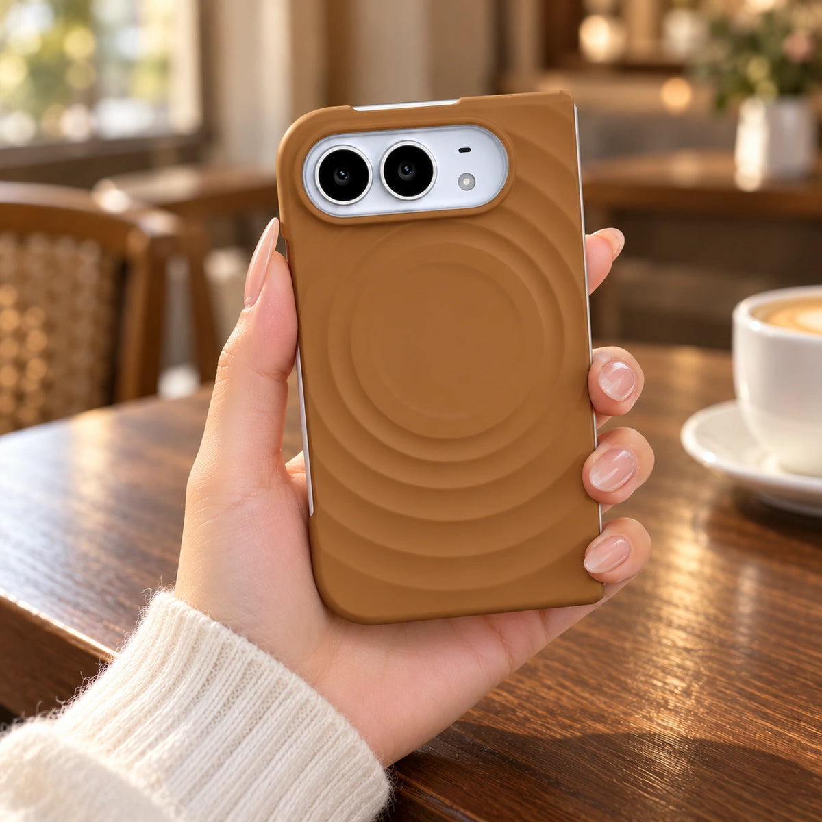 Ripple iPhone Duo Case with Optional Stand, held in hand