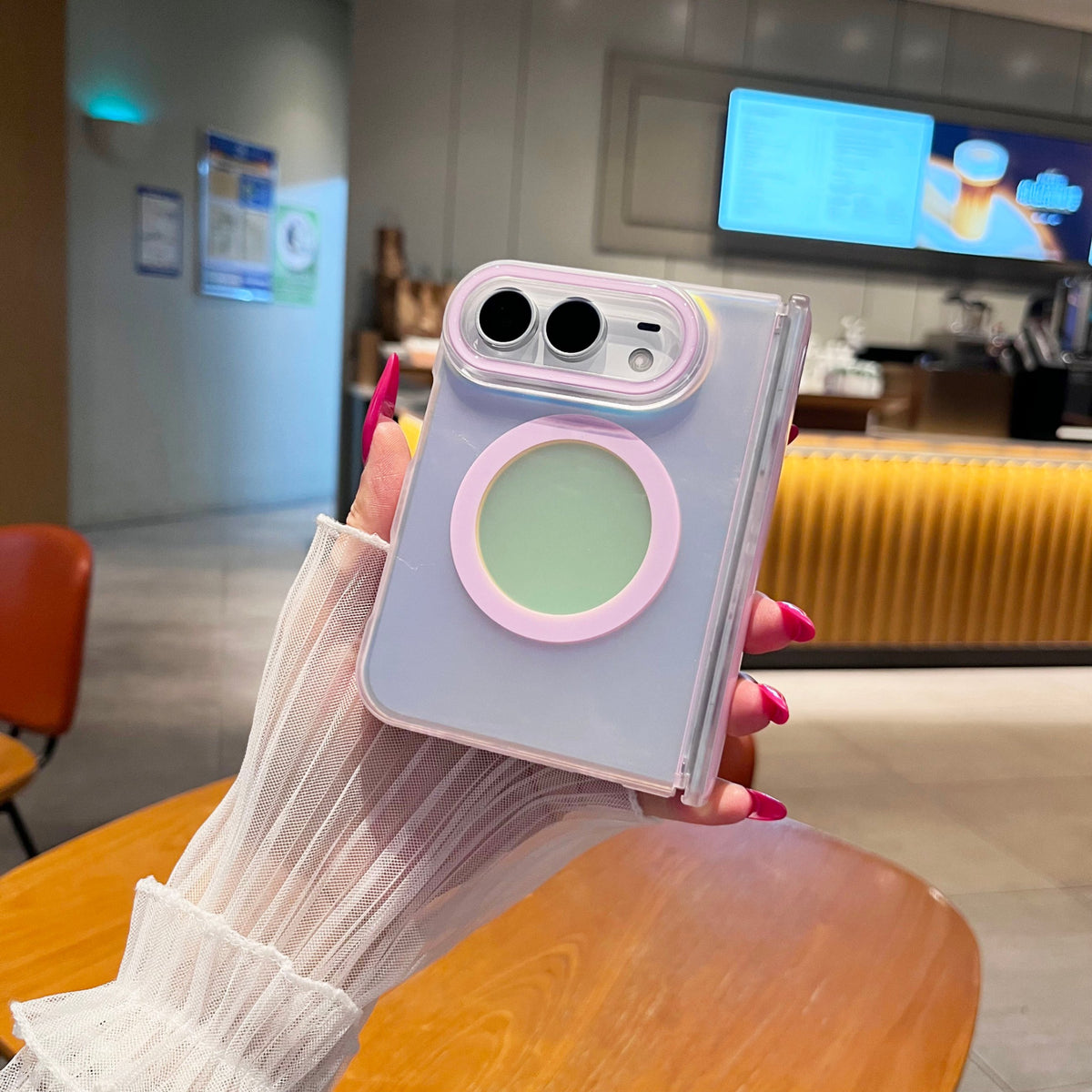 caseease pastel color block iPhone Duo case, product photo
