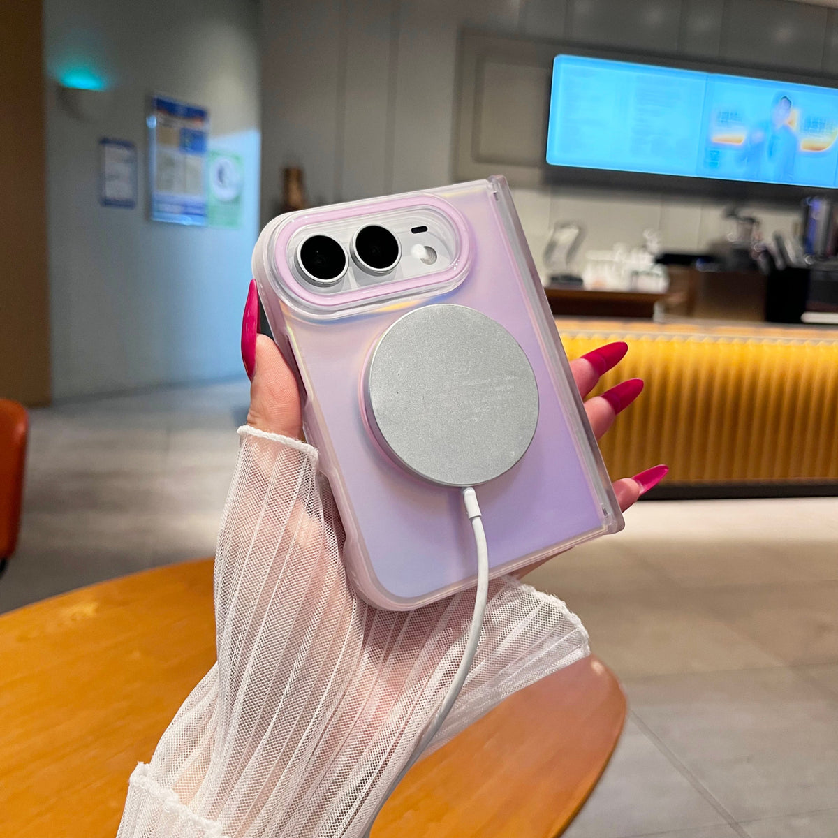 caseease pastel color block iPhone Duo case, product photo