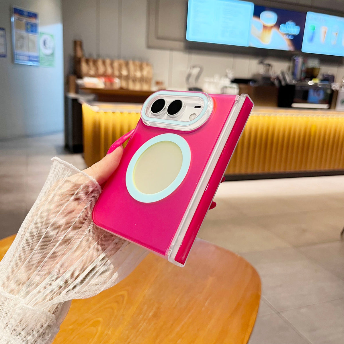 caseease pastel color block iPhone Duo case, product photo