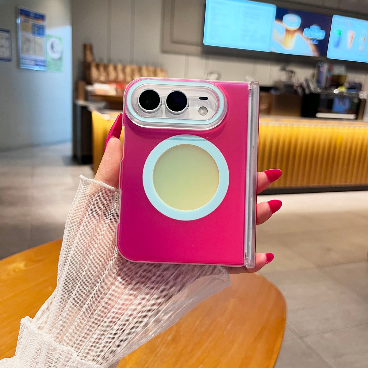 caseease pastel color block iPhone Duo case - Rose Red, product photo