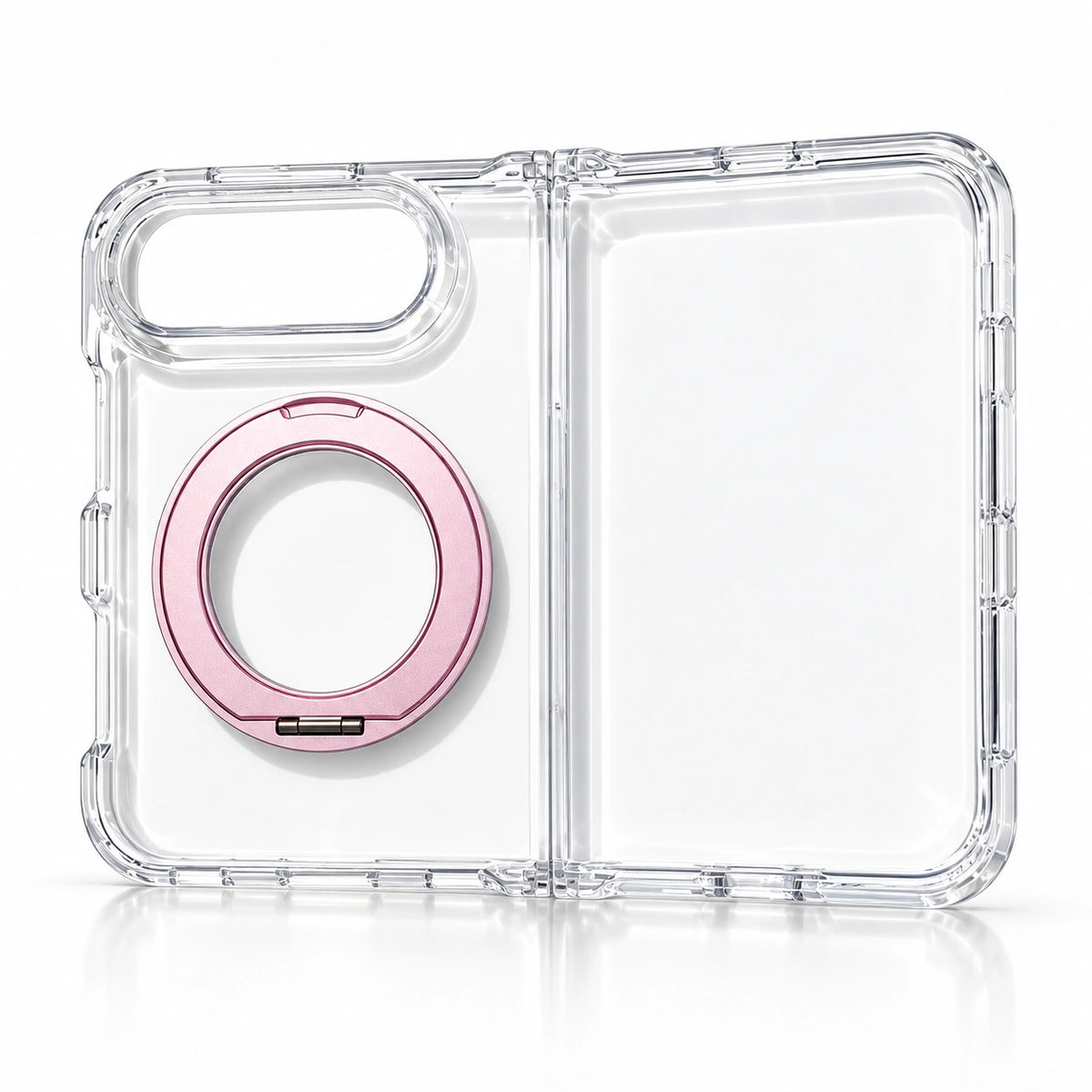caseease clear rotating ring stand iPhone Duo case - Pink