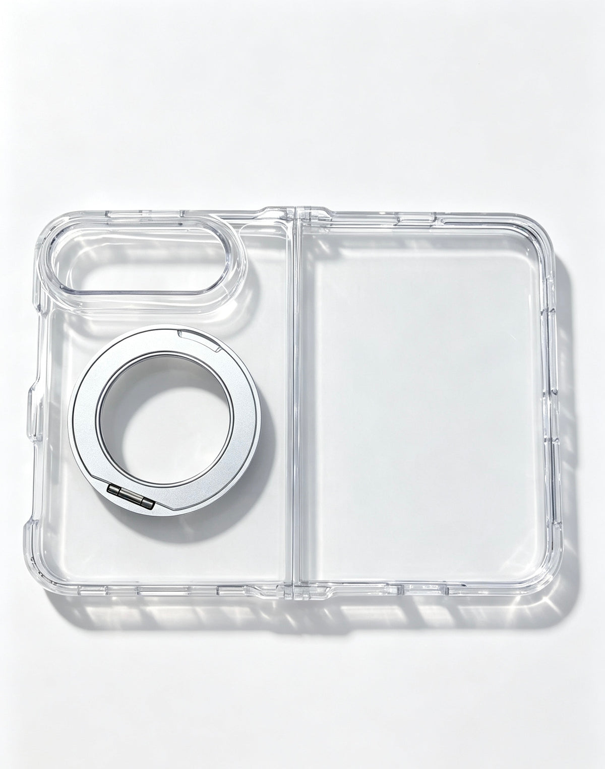 caseease clear rotating ring stand iPhone Duo case - Silver, product photo