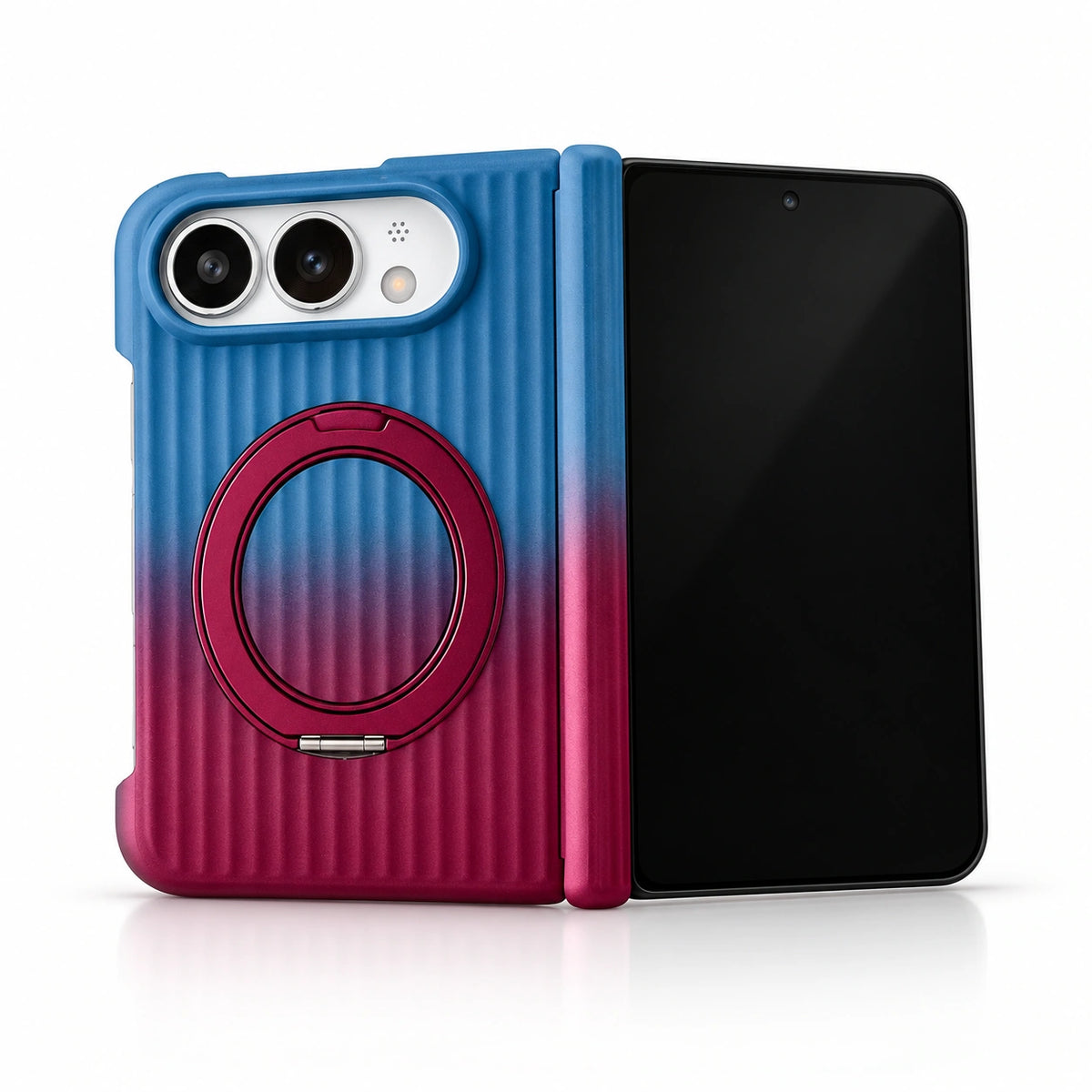 caseease ribbed two-tone ring stand iPhone Duo case - Blue Rose