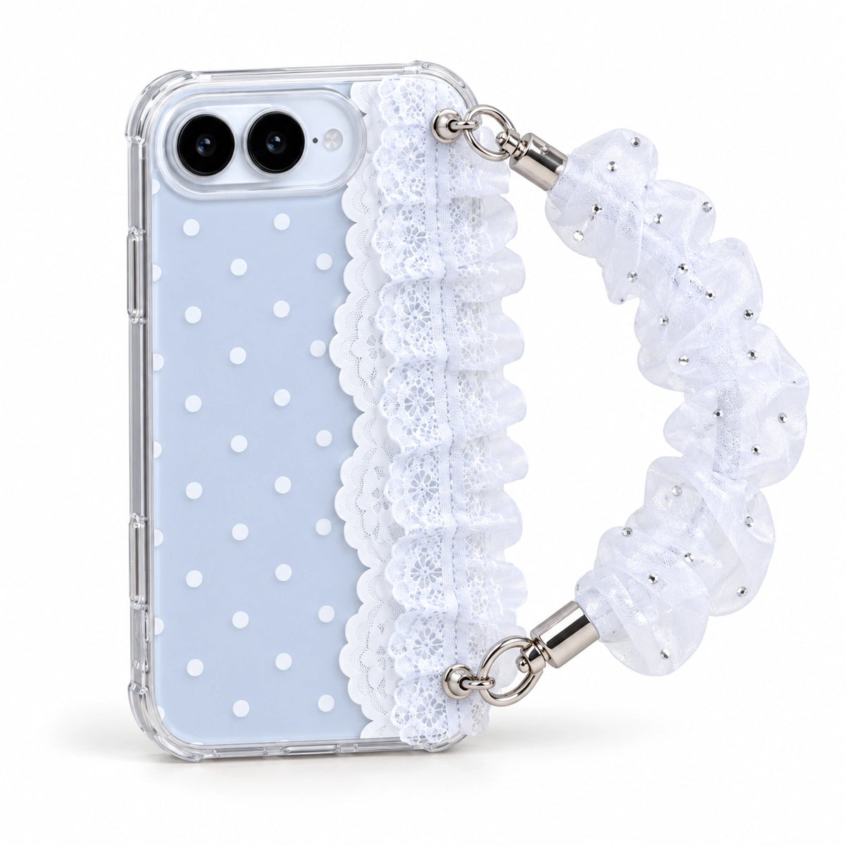 caseease lace polka dot iPhone Duo case - White + Chain