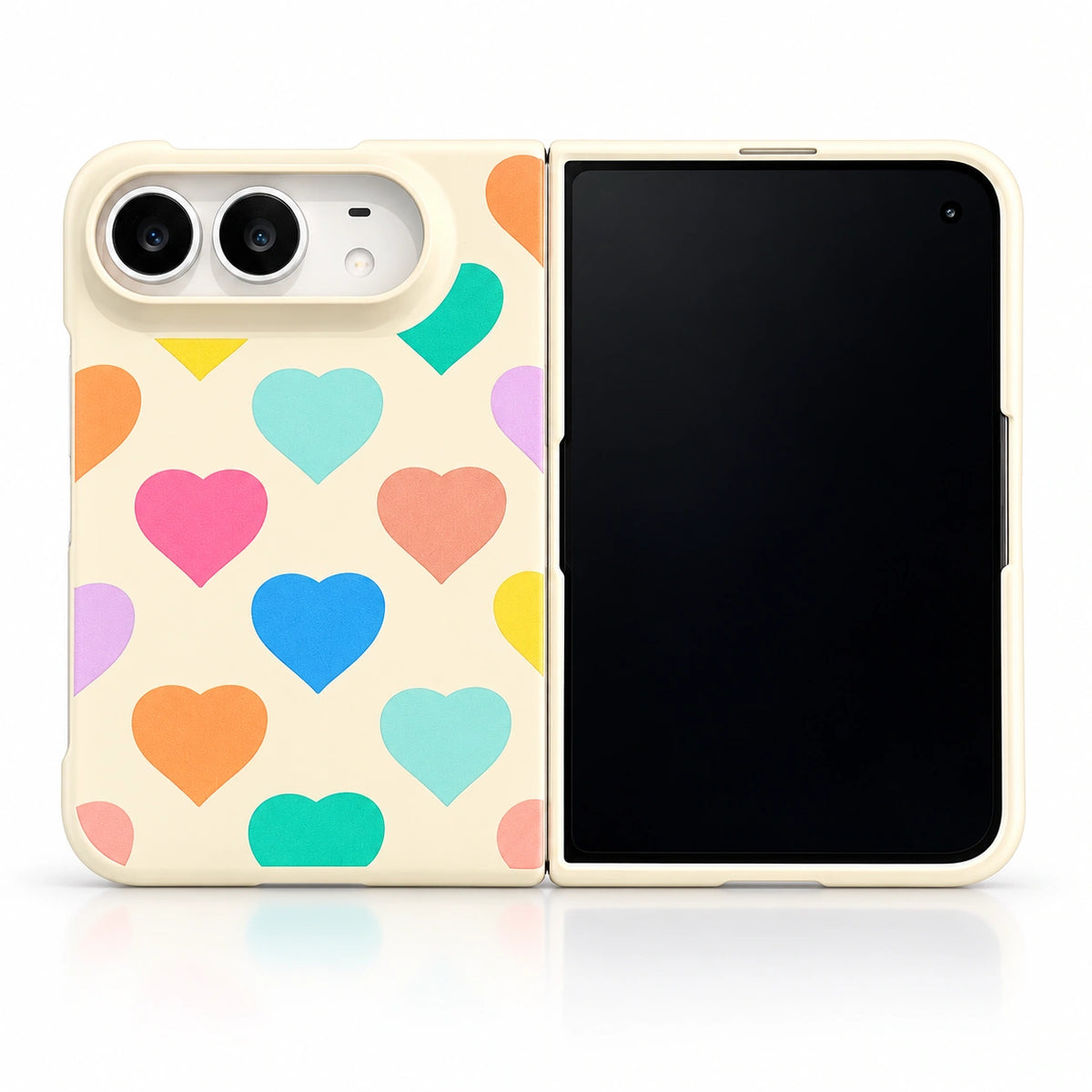 caseease colorful hearts and dots iPhone Duo case - White - Colorful Hearts