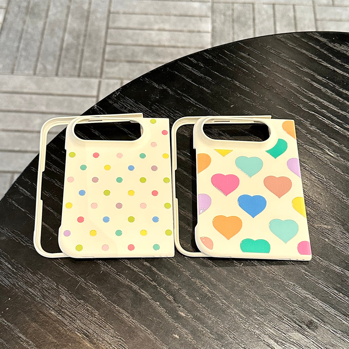 caseease colorful hearts and dots iPhone Duo case, product photo