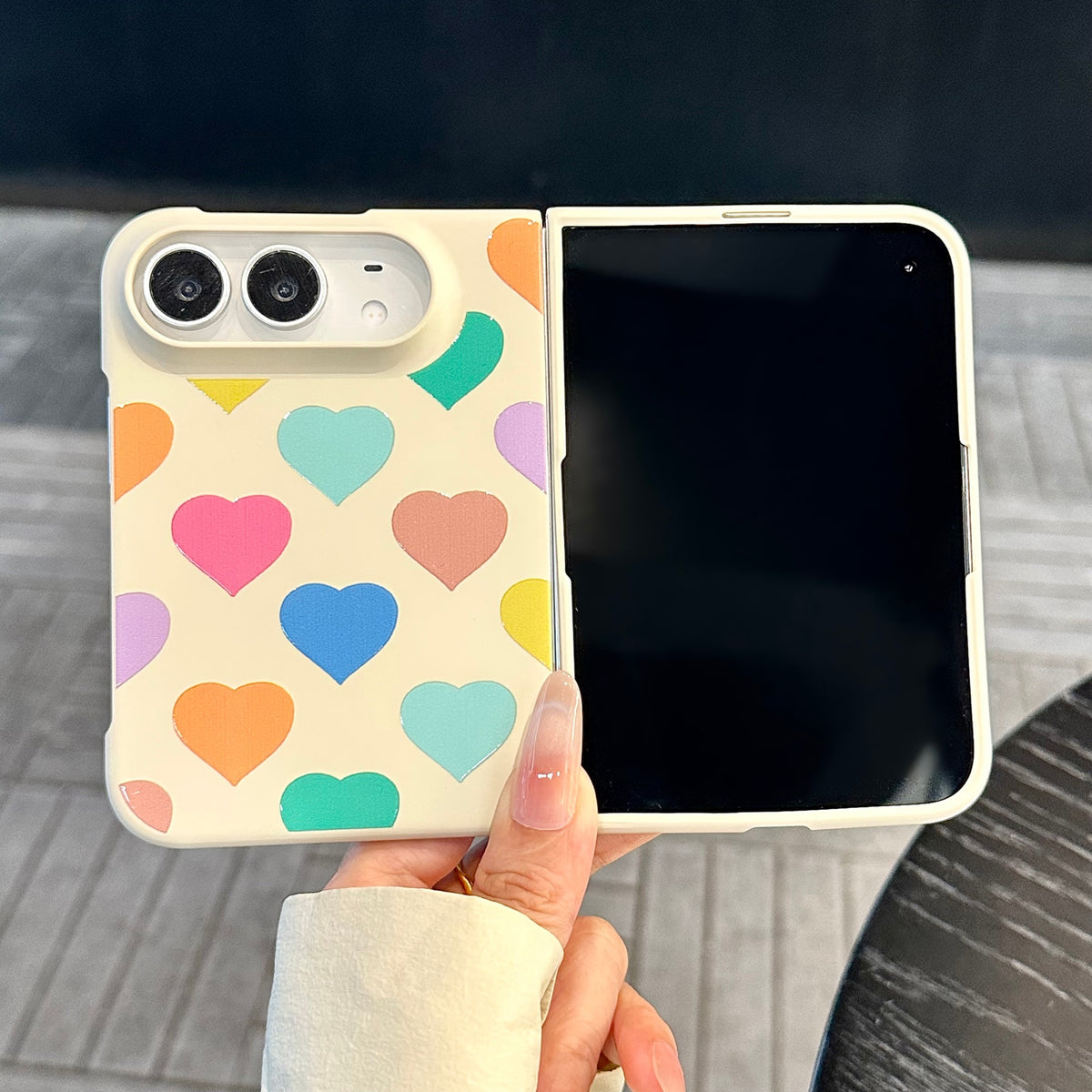 caseease colorful hearts and dots iPhone Duo case - White, product photo