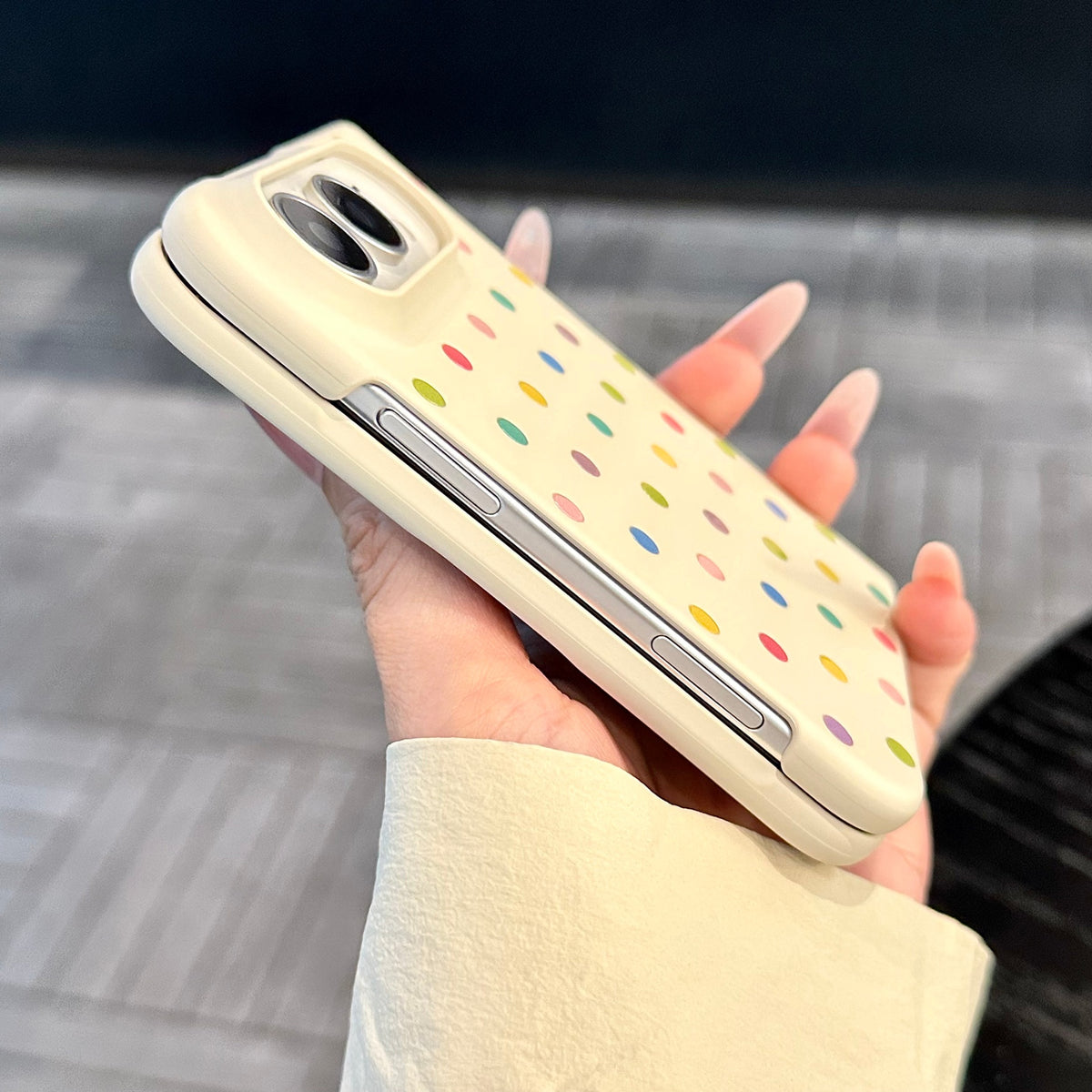 caseease colorful hearts and dots iPhone Duo case, product photo