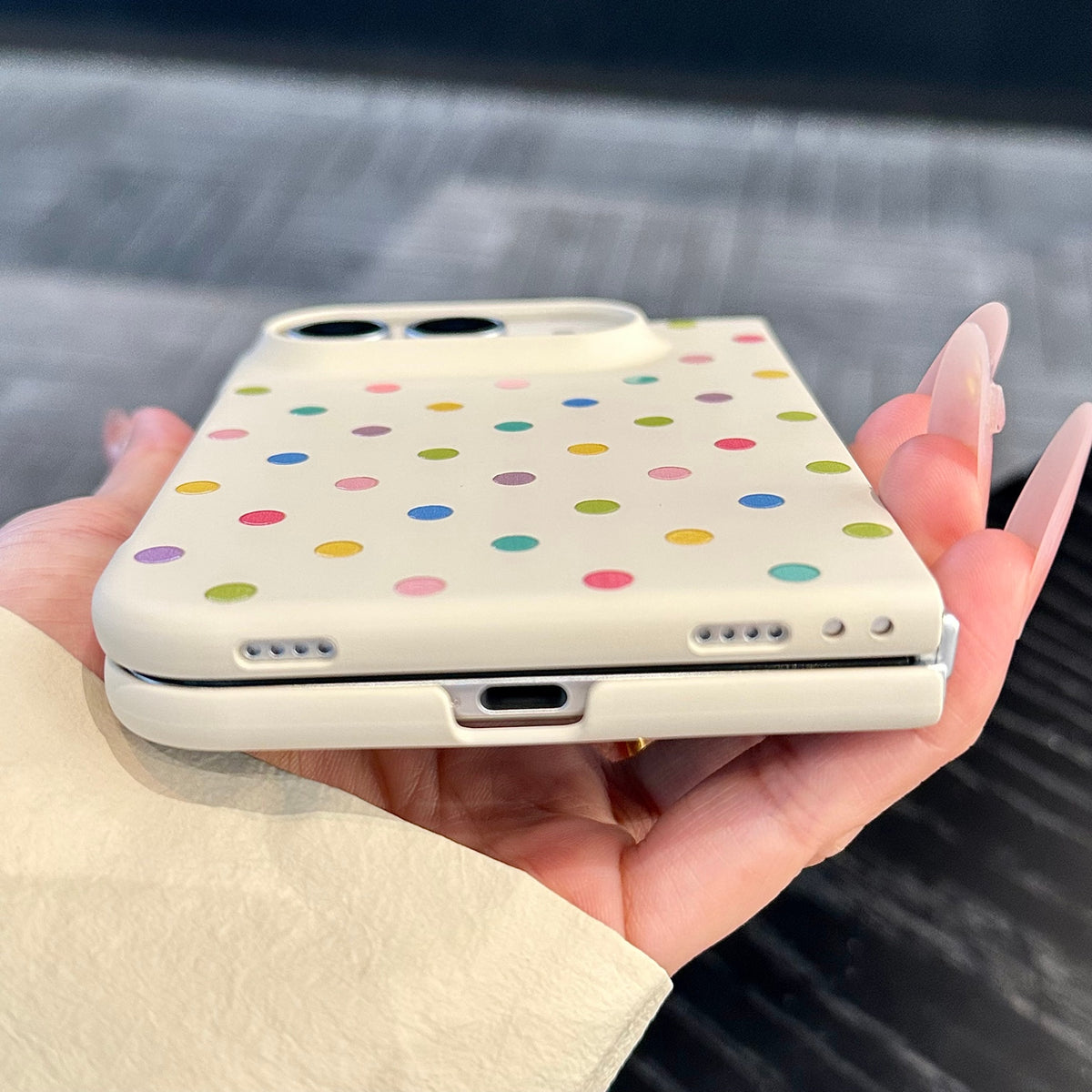 caseease colorful hearts and dots iPhone Duo case, product photo
