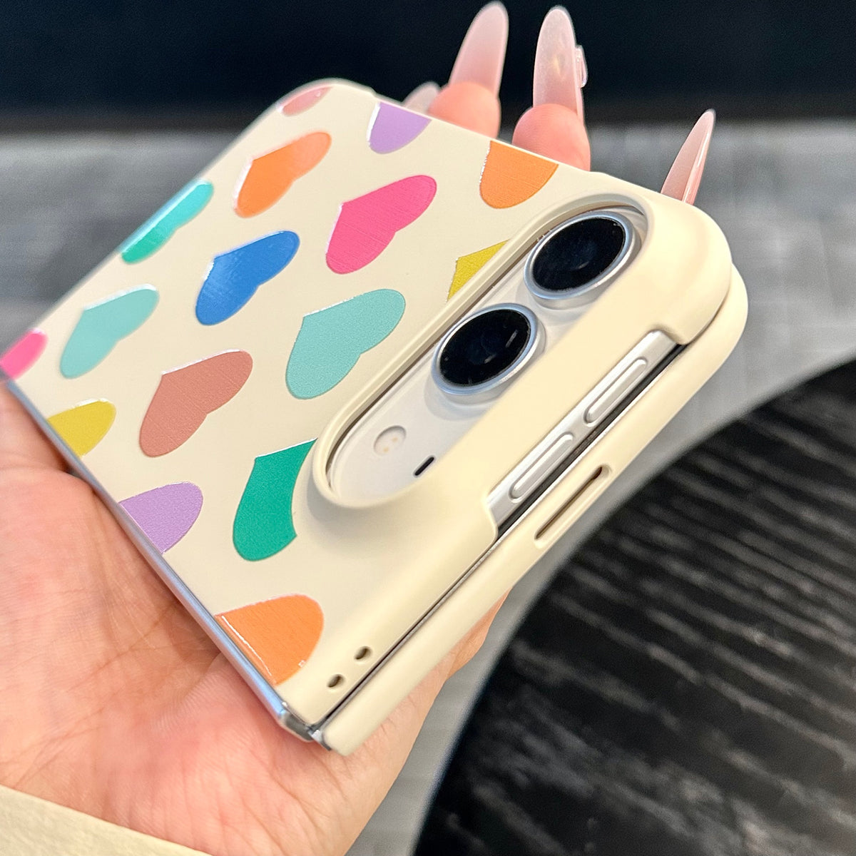 caseease colorful hearts and dots iPhone Duo case, product photo