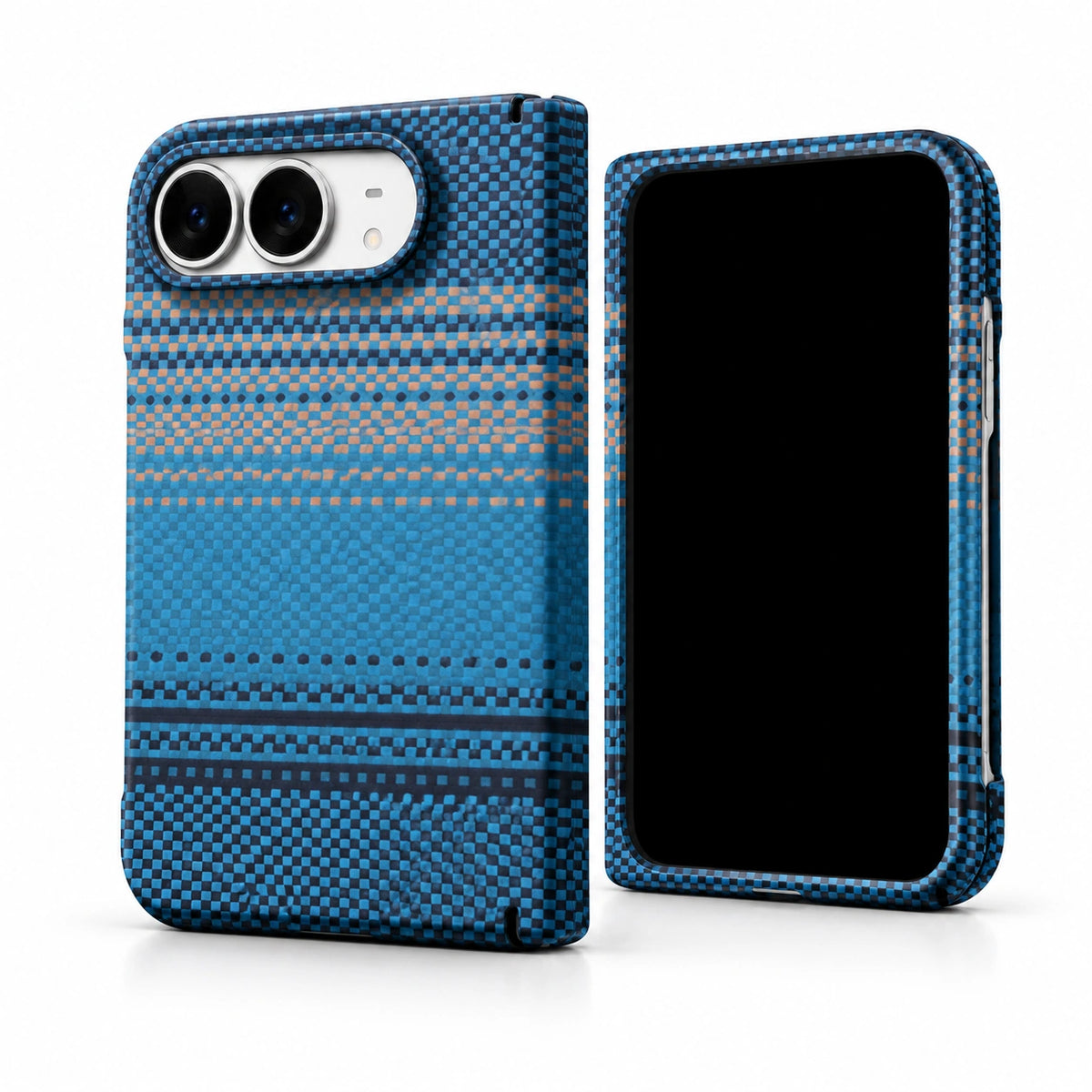 caseease carbon-texture iPhone Duo case with frame - Blue - Screen Protector Frame