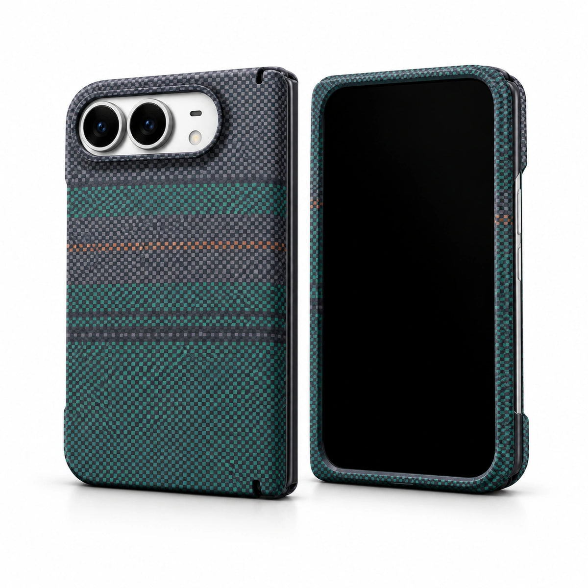 caseease carbon-texture iPhone Duo case with frame - Green - Screen Protector Frame