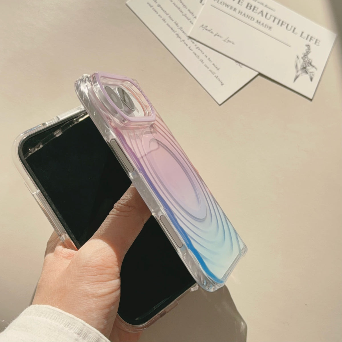 caseease pastel ripple gradient iPhone Duo case, product photo