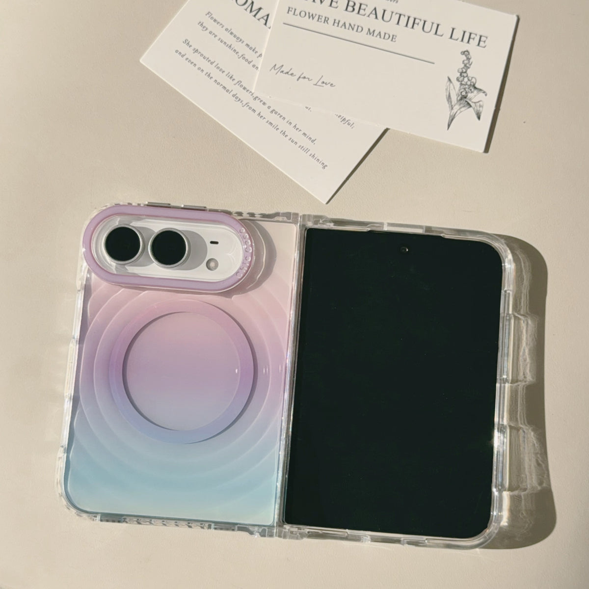 caseease pastel ripple gradient iPhone Duo case, product photo