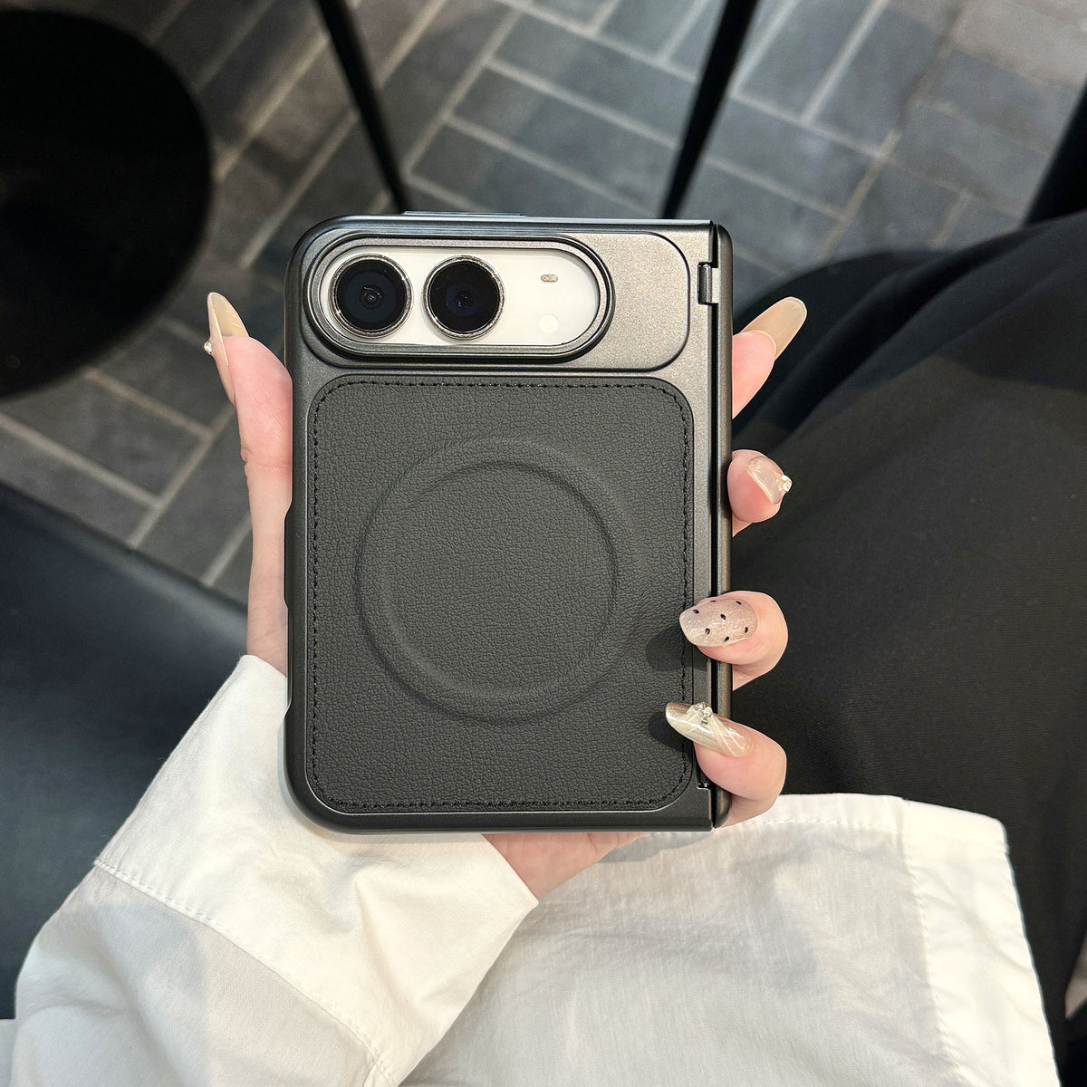 caseease leather-texture iPhone Duo case, product photo