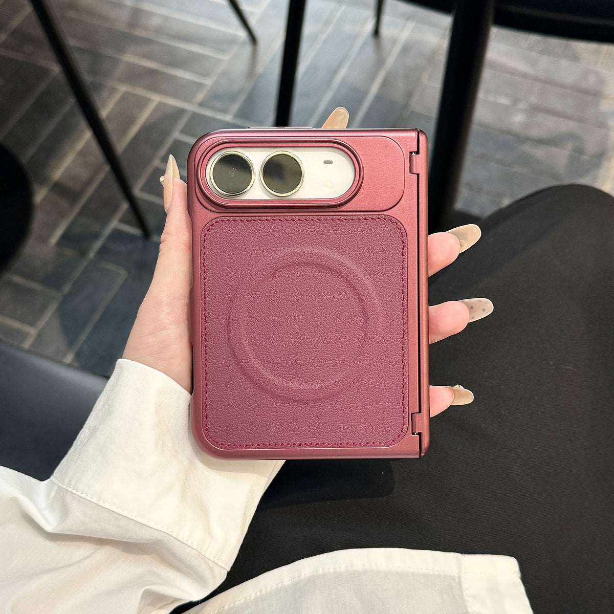 caseease leather-texture iPhone Duo case, product photo