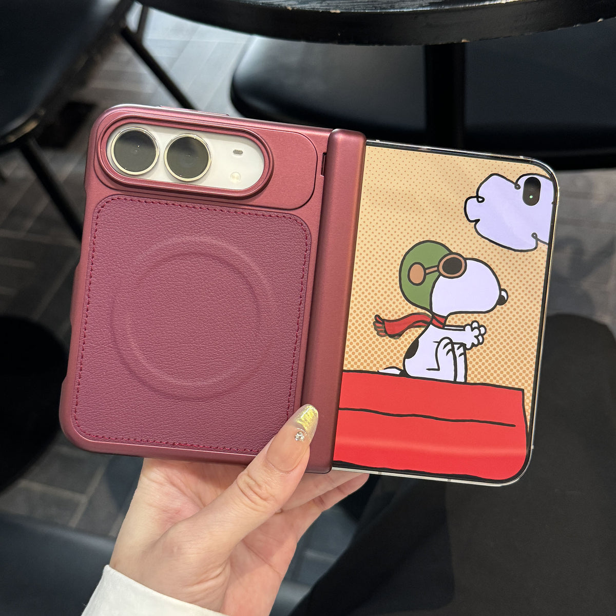 caseease leather-texture iPhone Duo case - Burgundy, product photo