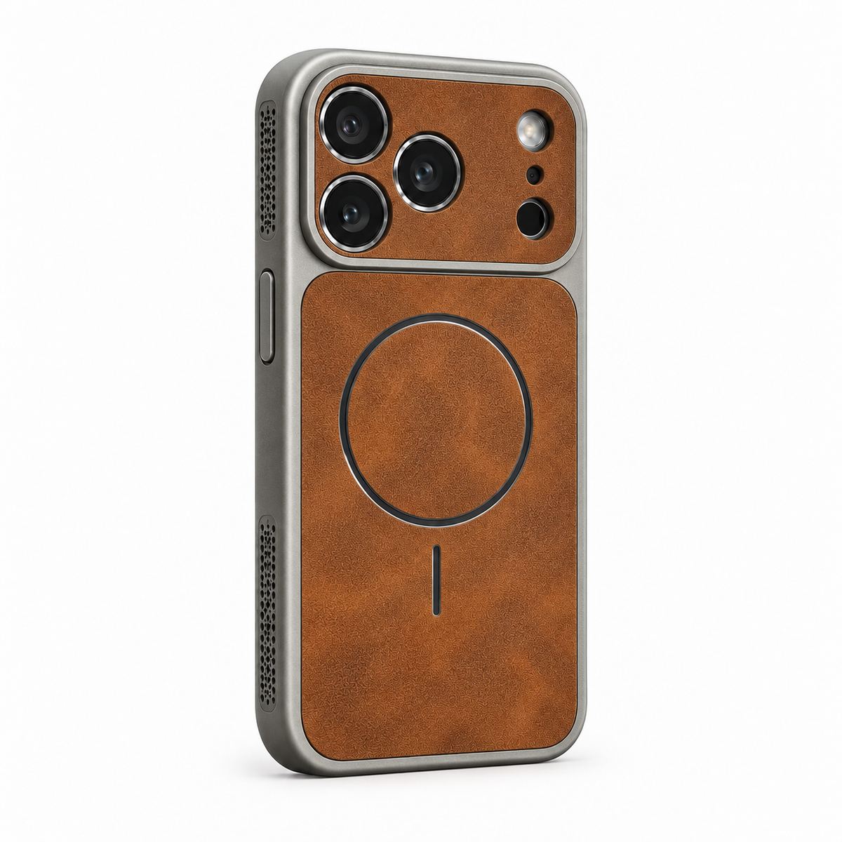 CaseEase brown iPhone case on white background
