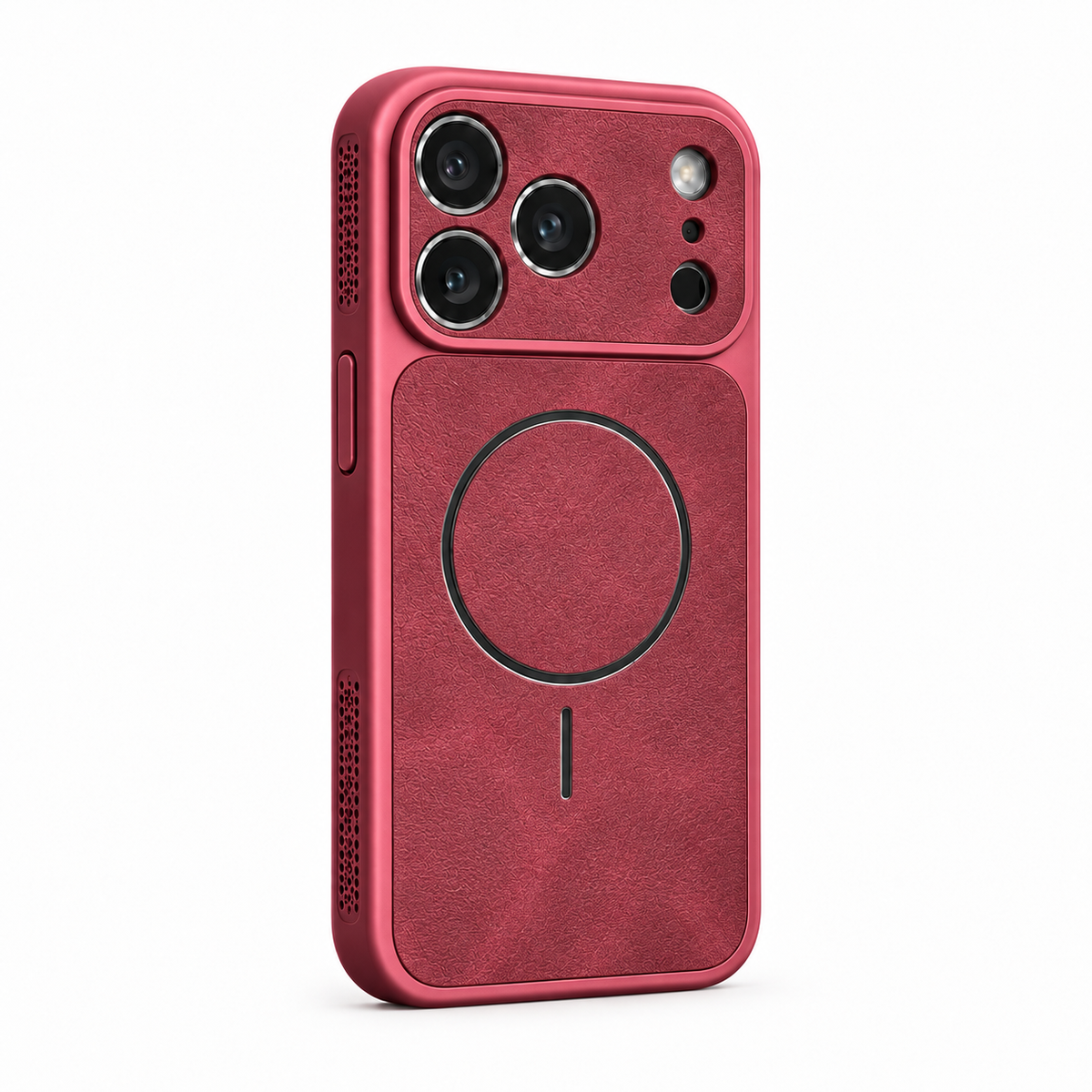 CaseEase burgundy red iPhone case on white background