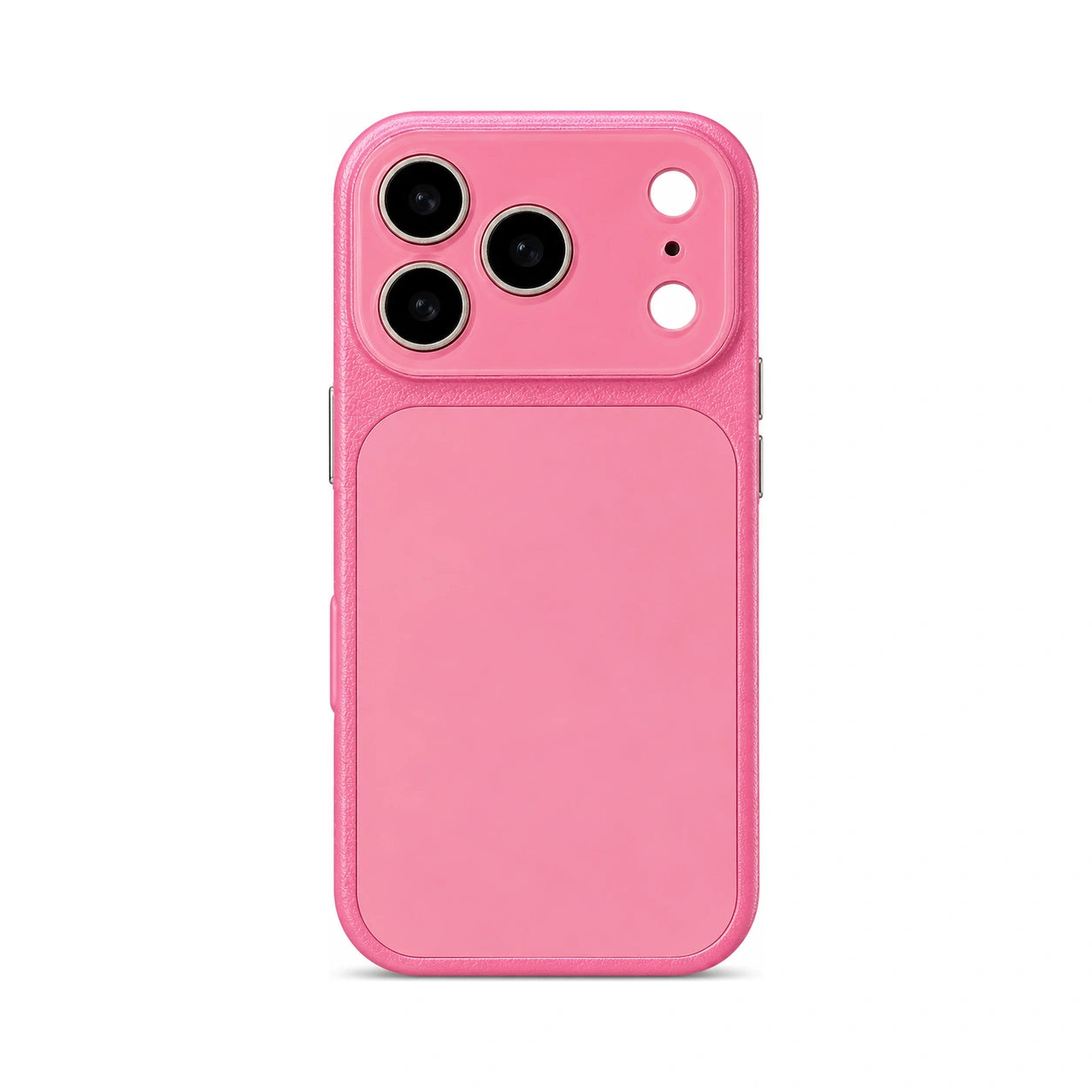 Hot Pink faux leather color block iPhone case white background