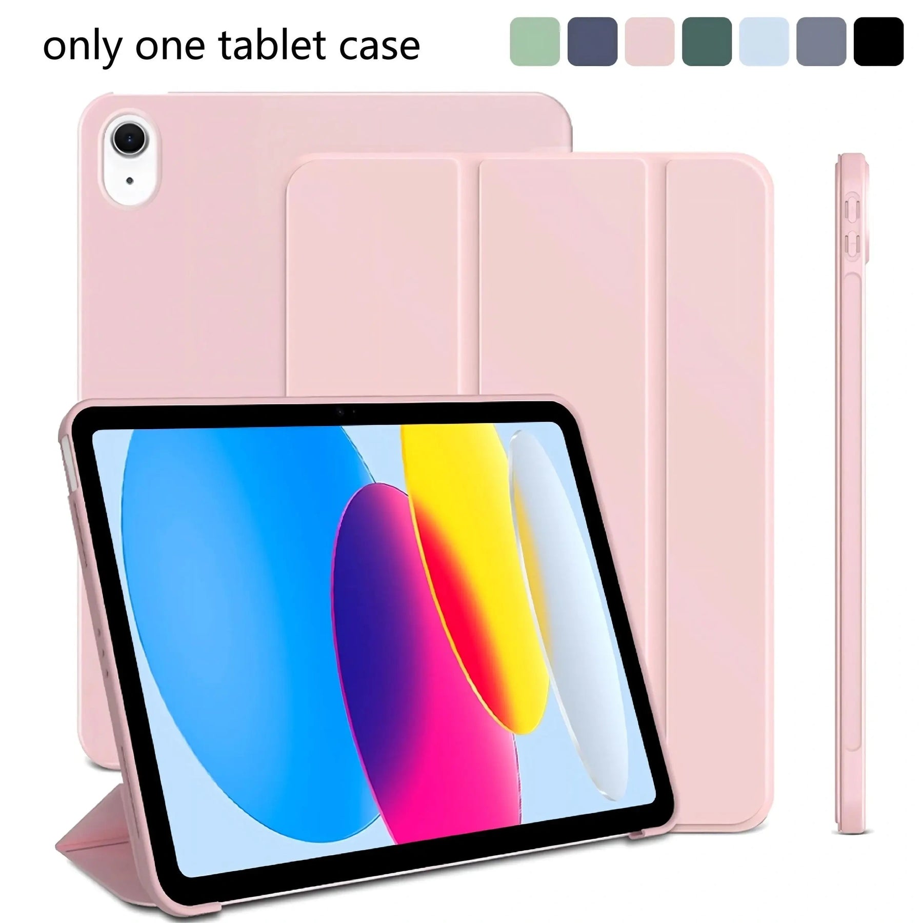 Solid Color Tablet Case, 1 Pc Durable Shockproof Protective Cover Compatible with iPad Series, Tablet Case for Everyday Use, Electronic Accessories, Tablet Casing (main image)