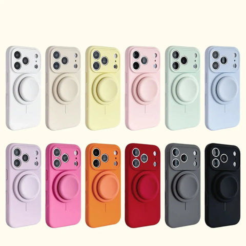 Magnetic Stand Liquid Silicone Full Coverage Phone Case with AI Capture Button, Compatible with iPhone 13 to iPhone 18 Pro Max--3994 (main image)