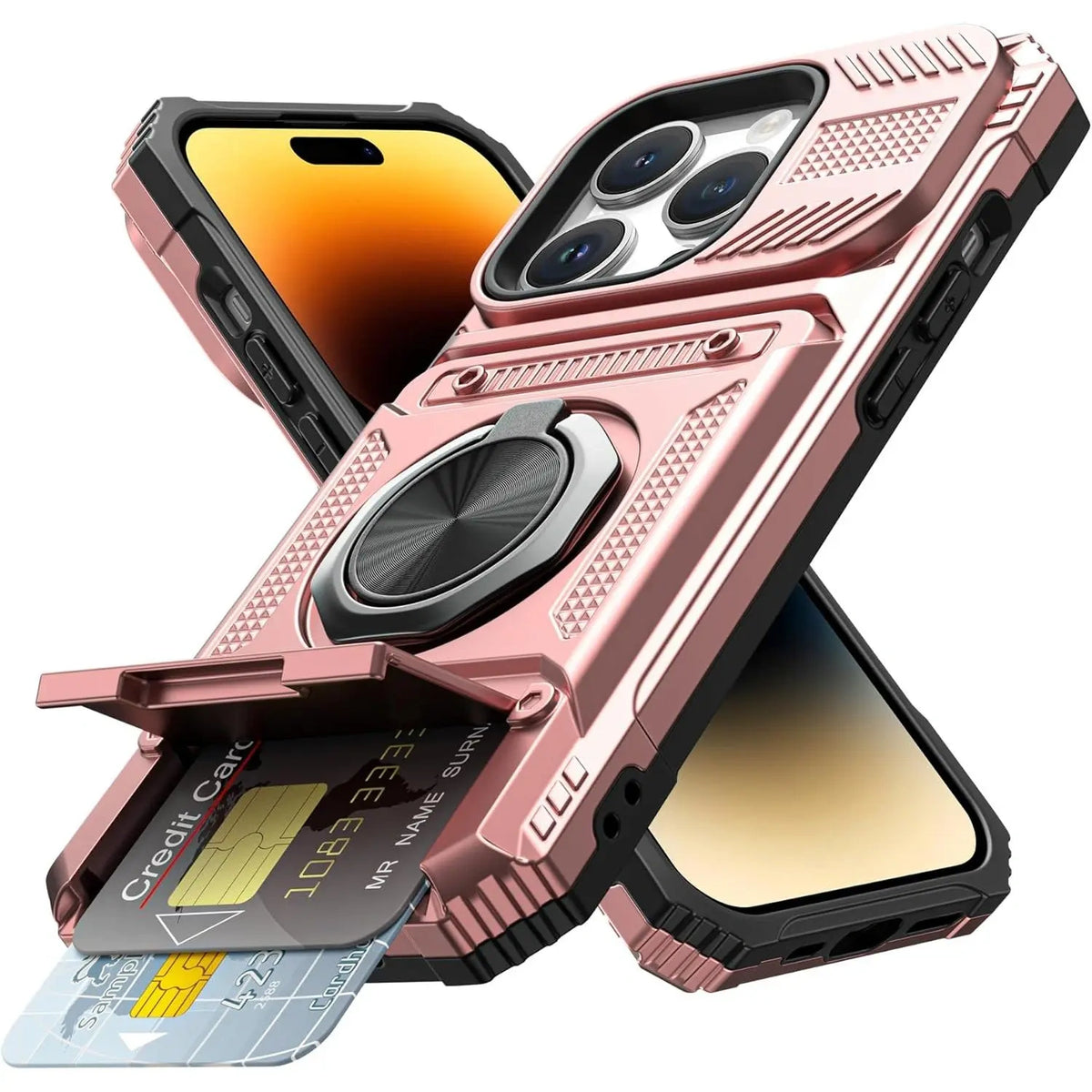 iPhone wallet case with card holder in Rose