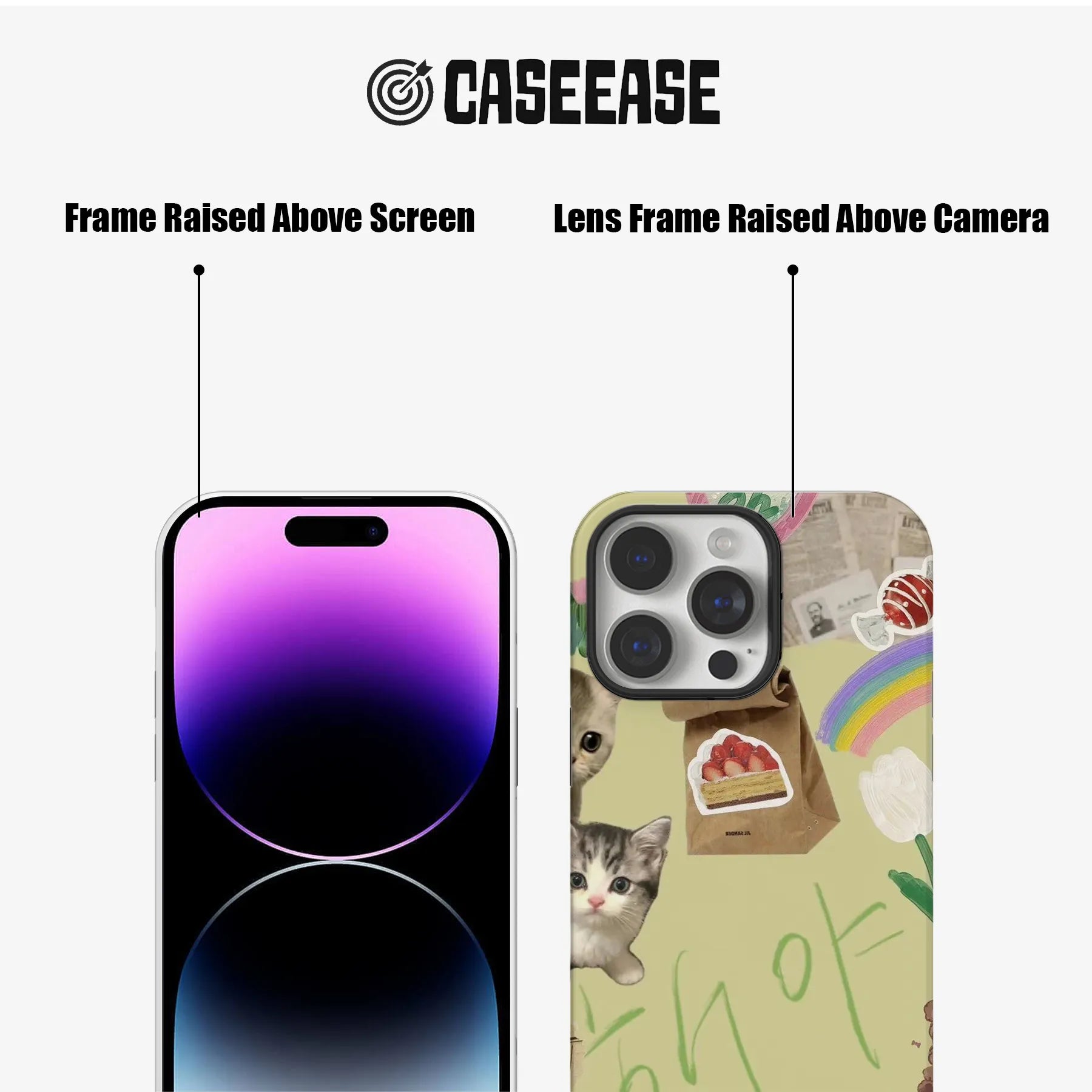 Cute Cat & Food Collage Phone Case